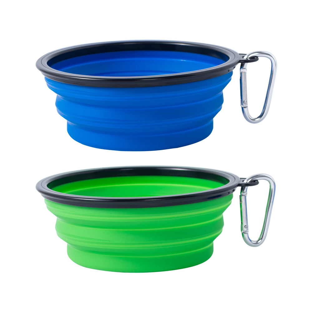 SLSON tazón plegable para perro azul y verde abierto, ideal para viajes.