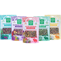 Small Pet Select muestrario herbal para conejos y roedores, promueve variada ingesta.