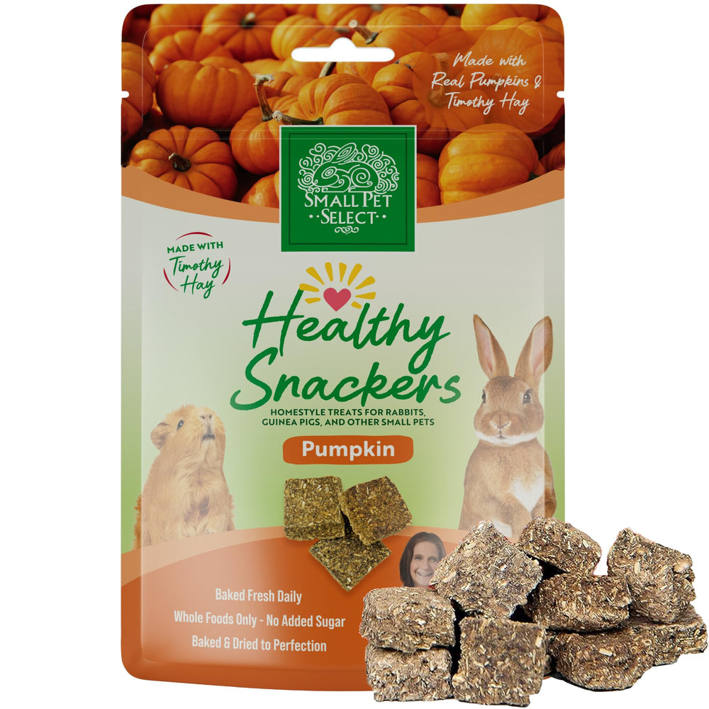 Small Pet Select Snackers Saludables Calabaza: empaque visible para elegir ingredientes.