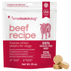 smallbatch Pets alimento crudo congelado ternera 25 oz, proteína alta para perros.