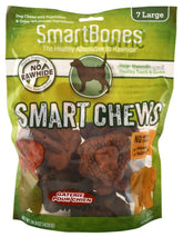 SmartBones Smart Chews: empaque visible, fórmula libre de granos y sin colores artificiales para perros.