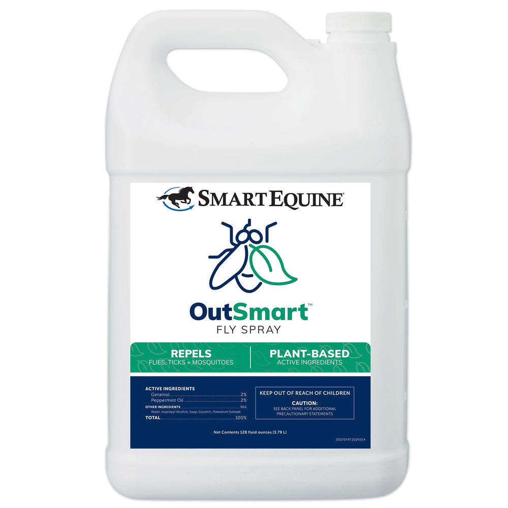 SmartEquine OutSmart insecticida para caballos en botella reduce mosquitos y garrapatas.