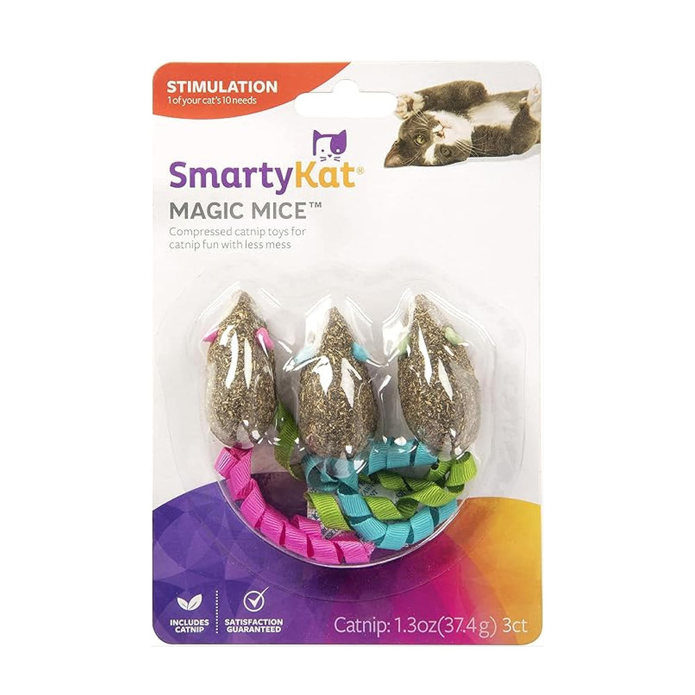 SmartyKat ratón mágico con menta comprimida, ideal para jugar y cazar sin desorden.