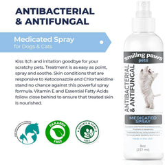 Smiling Paws Pets, etiqueta de clorhexidina, fórmula antibacteriana suave.