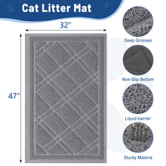 Smiry alfombrilla barrera de líquidos para arena de gatos gris, protege el suelo.