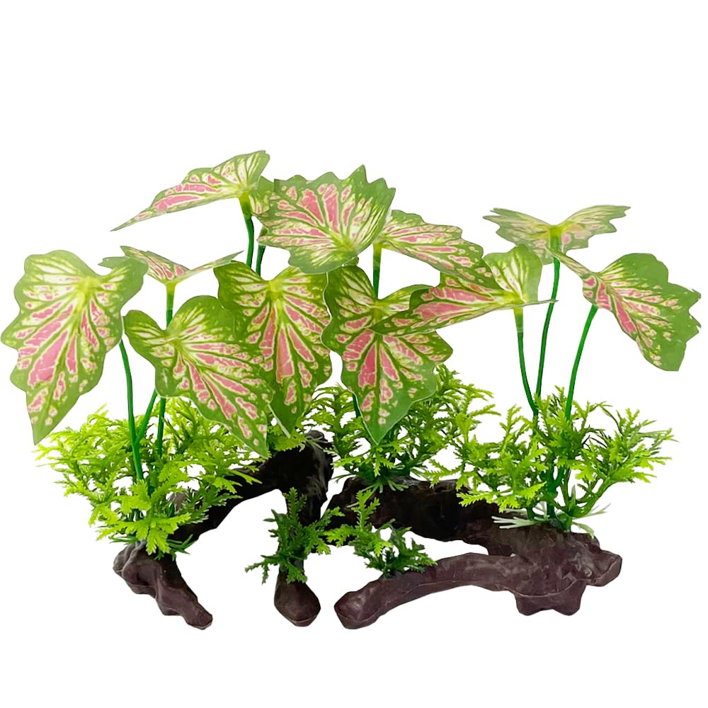 Smoothedo-Pets hojas selva rosa para acuario, refugio suave para peces