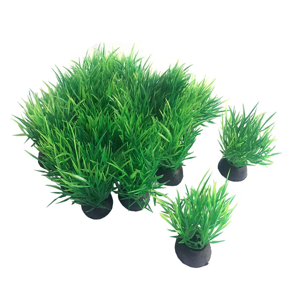Smoothedo-Pets plantas artificiales para acuario, set de 20 piezas, decoran con color verde natural