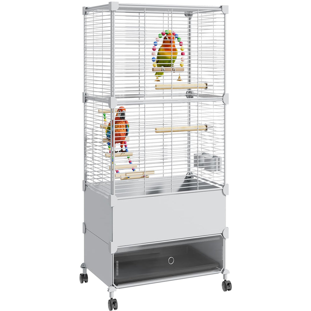 Jaula SNAAT para aves con ventana colgante, ideal para interacción.