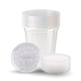 Snout and Shell Deli cups con tapas ventiladas de tela para evitar escapes, primer plano