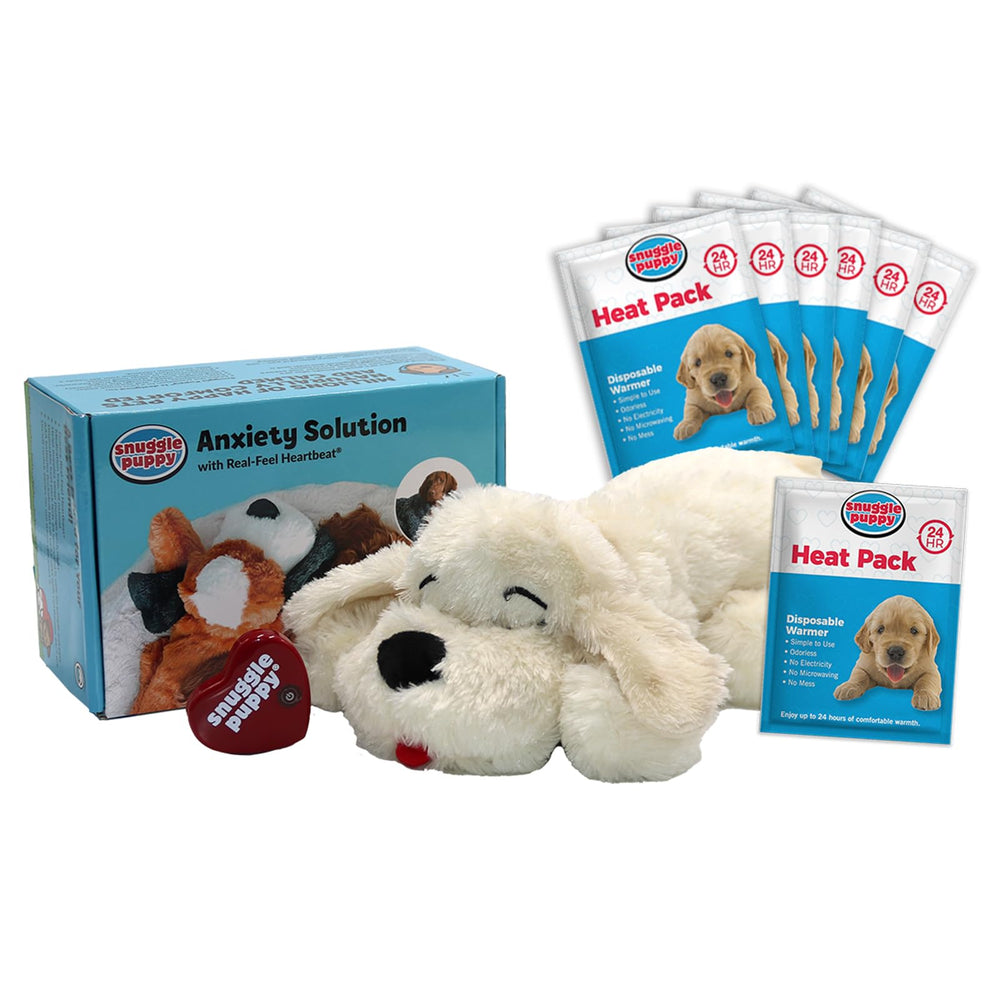 Snuggle Puppy Original: juguete con latido real para perros, experiencia calmante para dormir.