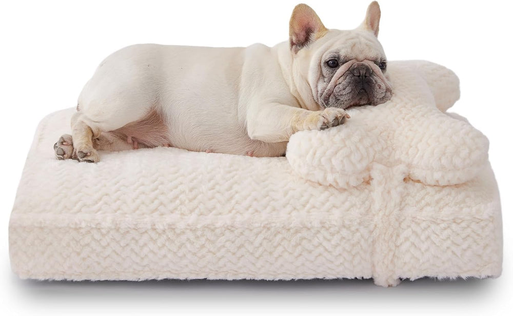 Soft Touch cama para perro con pelo falso lujo crema, confort para siestas.
