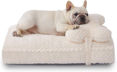 Soft Touch cama para perro con pelo falso lujo crema, confort para siestas.