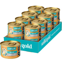 Solid Gold Five Oceans, lata con atún y sardina en salsa, proteína premium para gatos.