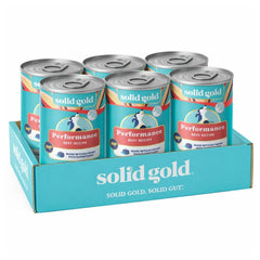Solid Gold: lata de 13oz con carne real para perros activos.