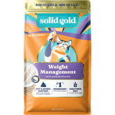 Solid Gold peso control para gatos adultos con bacalao de Alaska como ingrediente principal para apoyo de peso.