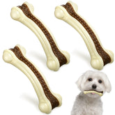 Pack Sosation: mordedores hueso curvo de nylon con sabor ternera para perros.