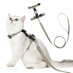 Arnés Sovarin para gato en color oliva con ajuste cómodo para explorar.