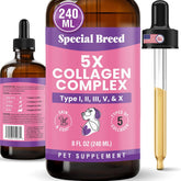 Special Breed Collagen para perros, botella líquida para mezclar y apoyar articulaciones.