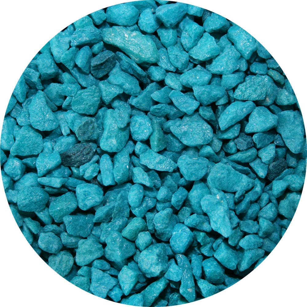 Spectrastone grava turquesa para acuario, vista general que realza la decoración sin alterar el pH