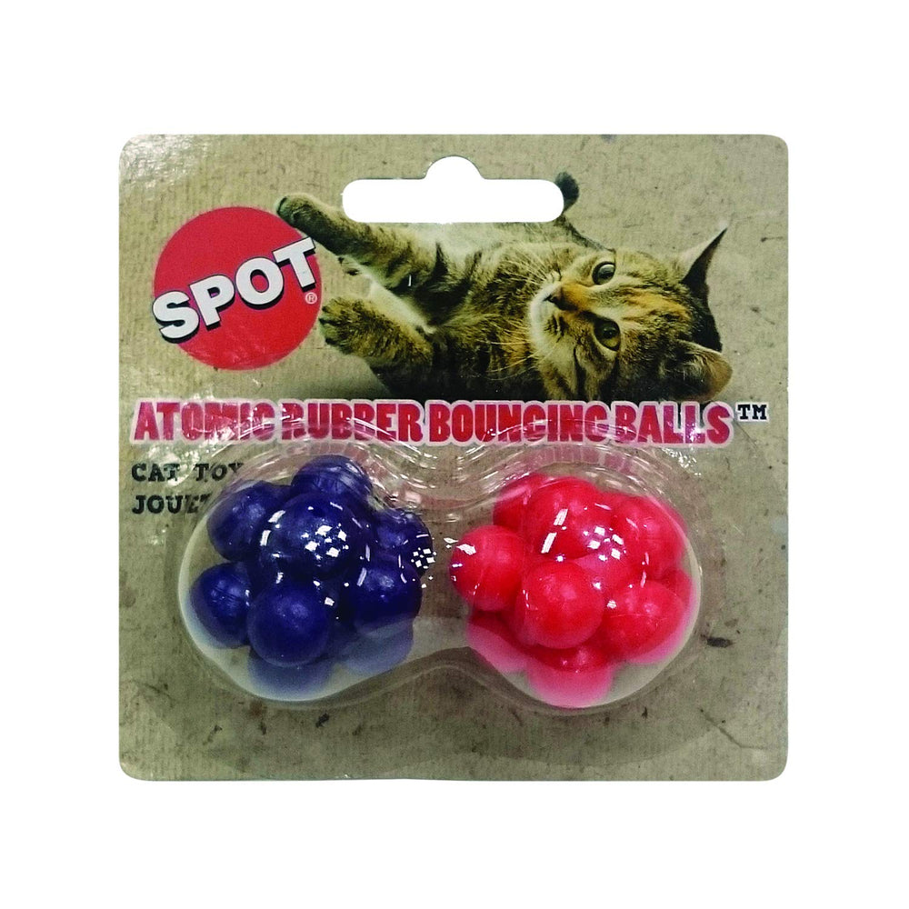 SPOT bola rebotante atómica de goma para gatos, ideal para juego activo.