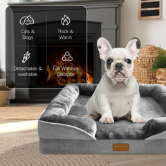 Bordes acolchados de la cama para perro brindando contención suave