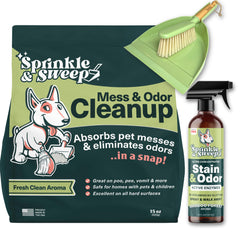 Sprinkle & Sweep: bolsa de 15 oz para limpieza rápida de desorden y olores.