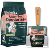 Sprinkle & Sweep desodorante para arenero, elimina olores rápidamente.