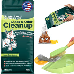 Sprinkle & Sweep botella de limpiador de pis para perros, limpia rápido y sin residuo.