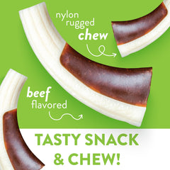 Spunky Pup Snack & Chew sabor ternera: recompensa sabrosa para perros durante el juego.