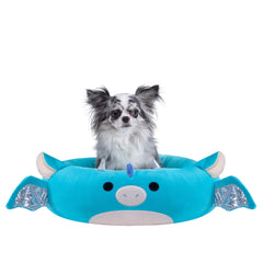 Tatiana la Dragon de Squishmallows, frente de la cama, apoyo suave para dormir plácidamente