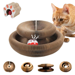 SREBAY Tablero rasca gato acordeón en acción, ideal para juego.