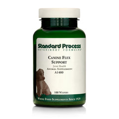 Standard Process Canine Flex Support envase, pastillas masticables para perros, favorece movilidad.