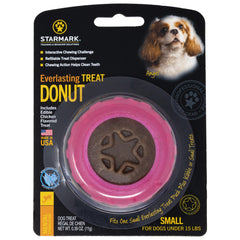 Juguete Donut de Starmark para perros pequeños, ideal para masticar y horas de juego.