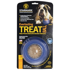 Starmark Everlasting Treat Ball grande, vista lateral, muestra relleno de premios para desafío.