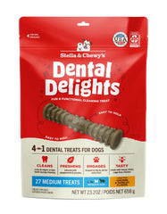 Stella & Chewy's Dental Delights, bolsa para perros, limpieza dental y aliento fresco.