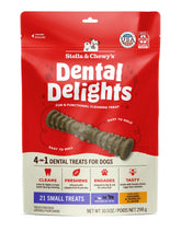 Stella & Chewy's Dental Delights empaque frontal, cuidado dental fácil de identificar para perros.