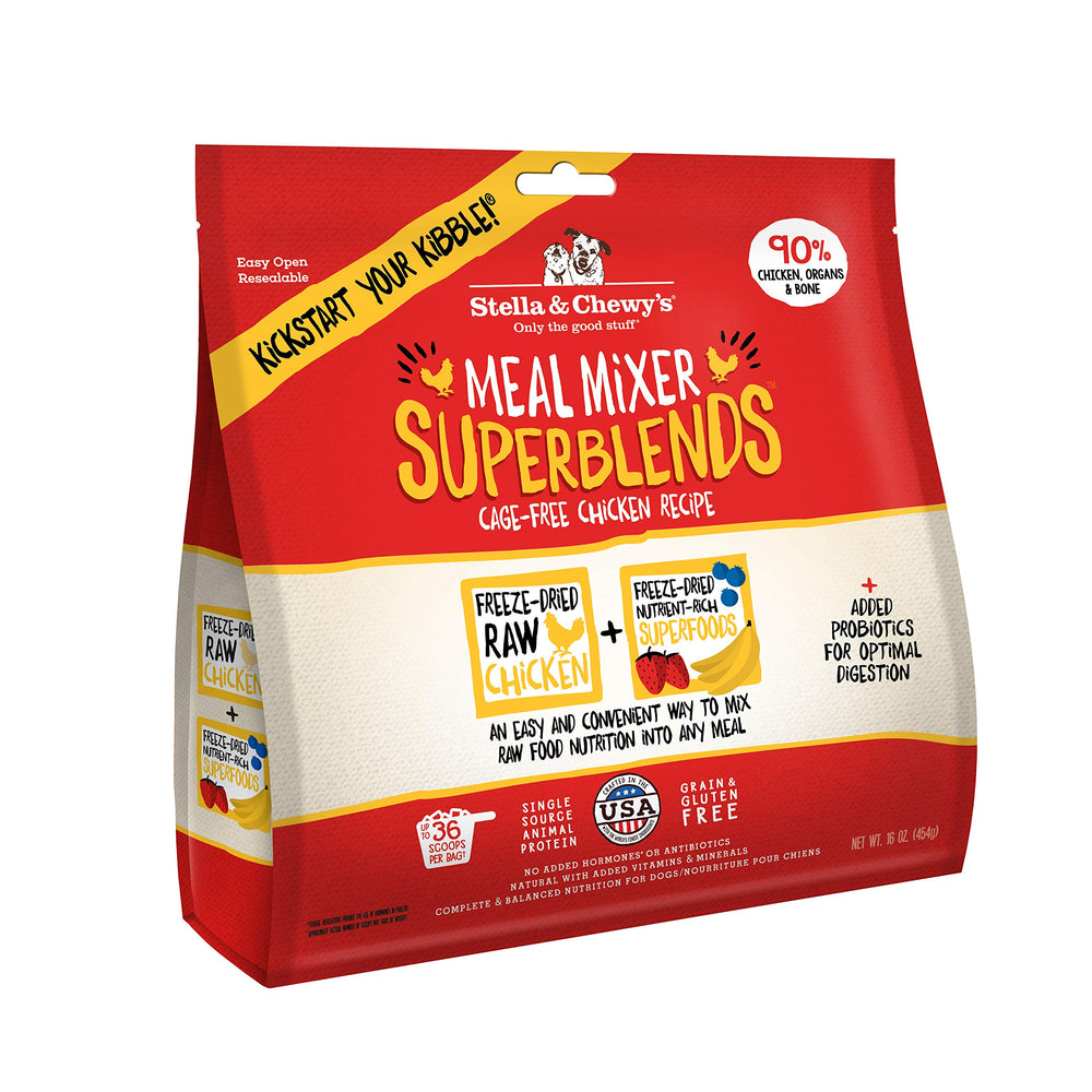 Stella & Chewy's Meal Mixer pollo crudo liofilizado, ideal para entrenamientos diarios.