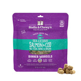 Stella & Chewy's mordiscos crudos con salmón y bacalao en tazón, sabor natural.