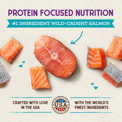 Stella & Chewy's salmón salvaje como ingrediente principal para proteína animal.