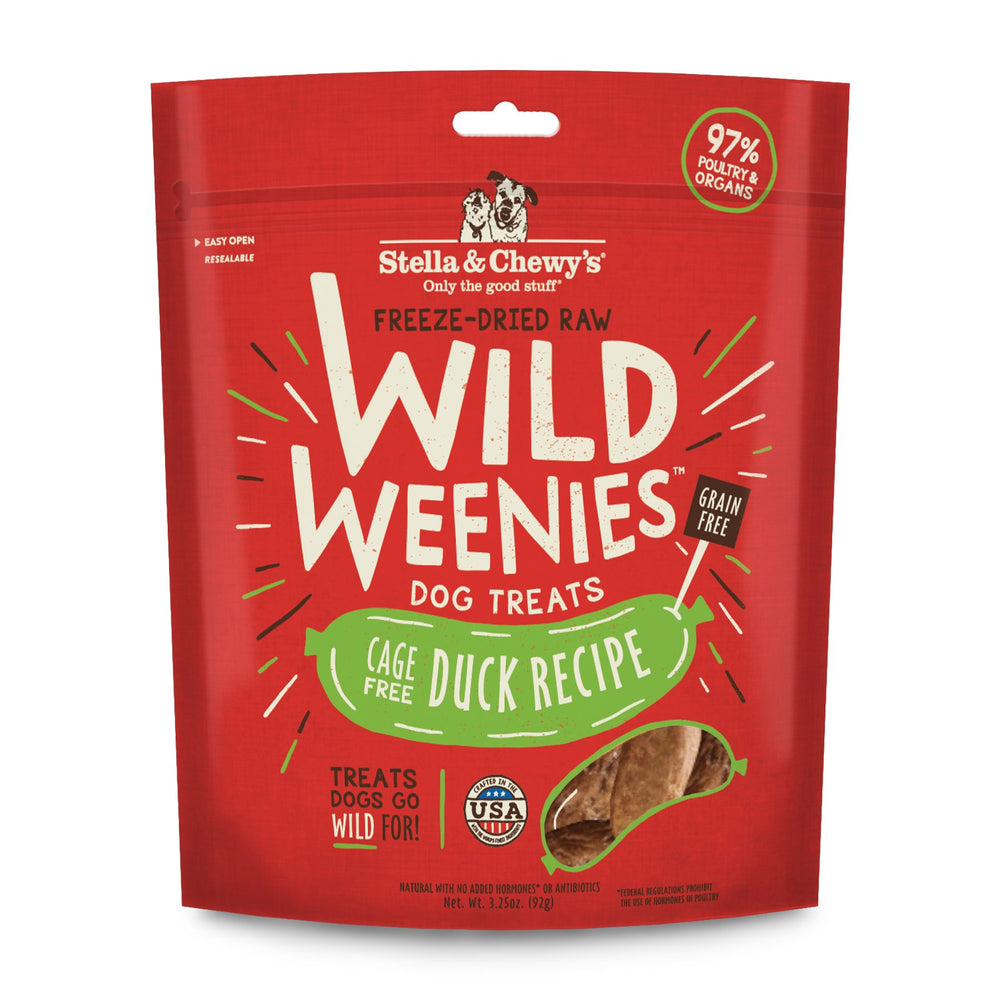 Stella & Chewy's Wild Weenies en bolsa de 3.25 oz; recompensa ideal para entrenamiento diario.