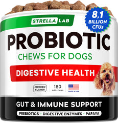 STRELLALAB probióticos para perros, masticables sabor bacon, para apoyar la digestión.