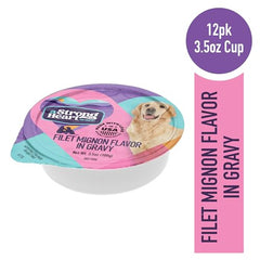 Strongheart filete mignon en salsa, primer plano destaca proteína de calidad.