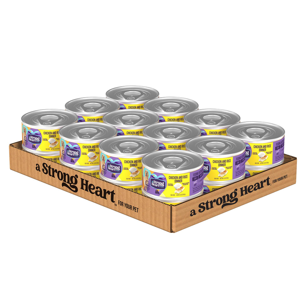 Strongheart lata-pollo-arroz cena: proteína real para energía diaria de tu perro.