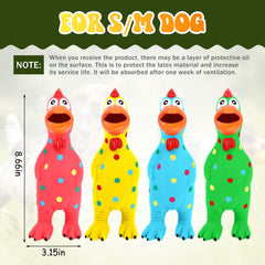 Juguete Suilung de pollo en látex con chirrido, vista de cerca para juegos interactivos.