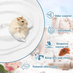 Sukh arena de sílice, textura fina, limpieza suave del pelaje del hámster