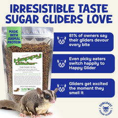 Suncoast Sugar Gliders granulos fruta sabor frutal, mejor aceptación en la comida