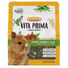 Sunseed Vita Prima para conejos jóvenes, bolsa de 4 lb, nutrición completa para crecimiento diario.