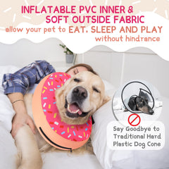 Supet cono inflable para perro, ajuste seguro con cierre de gancho y lazo.