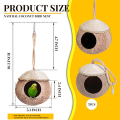 Suzile nido coco natural trenzado para periquitos: ambiente suave y acogedor.