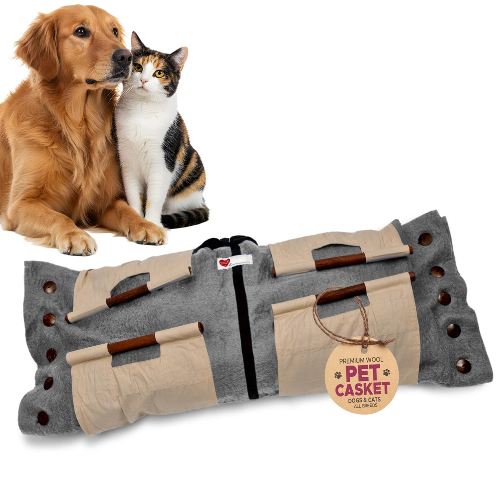 Sweet Goodbye Cocoon, caja funeraria de lana premium XL gris, adiós sostenible para mascotas